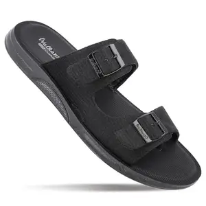 WALKAROO Men's Fashion Sandal with Cushion Sole, Dual Buckle Straps - WGR53162 Black