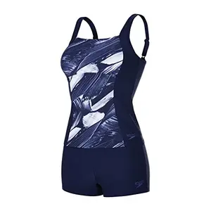 Speedo Women's Endurance Penny Tankini Swimwear - Navy & Water Shimmer Aop