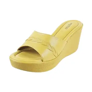 Metro Women Yellow Synthetic Leather Wedge Heel Fashion Sandal UK/3 EU/36 (34-137)