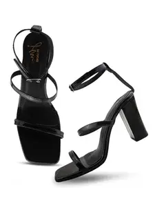 JM LOOKS Women Fashion Ankle Loop Block Heel Sandal Fancy Solid Comfortable Sole Stylish Casual Sandal