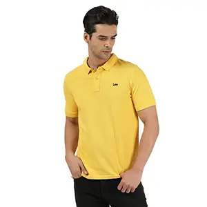 Lee Men's Slim Fit T-Shirt (LMTS003650_Yellow 2XL)