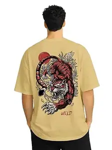 ENCIGER Men Oversized Cotton T-Shirt | Drop Shoulder Graphic Printed Loose Fit Casual Streetwear Tee for Men