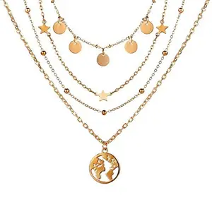 The pari Tripple Layer Earth Charm Necklace
