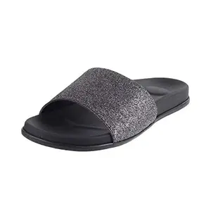 Metro Women's Black Glitter Finish Casual Fashion Slip Ons UK/7 EU/40 (41-3957)