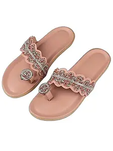 WalkTrendy Womens Synthetic Pink Open Toe Flats - 5 Uk (Wtwf135_Pink_38)