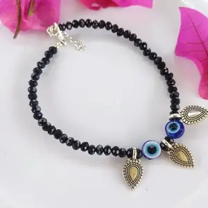 Daizy 'S Stylish Evil Eye Crystal Anklet for Protcting from Negtive Energy Alloy Anklet