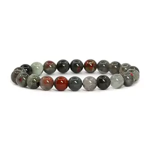LKBEADS Natural African Bloodstone 10mm Round Shape Smooth Cut Beads 75 inch Stretchable Bracelet for Men & Women|STBR_RR_00137_75