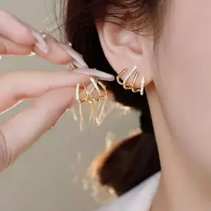 Korean Stud Earring Cum Earcuff For Women/Girls Alloy Drops & Danglers