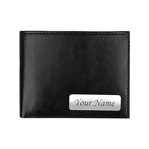 The Wallet Store Personalized Solid Men's Leather Wallet | Customized with Name | Best Gift Set for Brother, Father, Husband, Boyfriend, etc (Black)