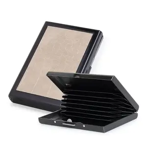 Stealodeal Stainless Steel RFID Proctector with PU Leather Texture Design Black,White 8 Slot Credit/Debit/ATM Card Holder for Men and Women