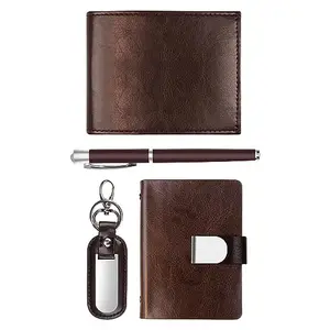 The Wallet Store Men's Wallet, Pen, Key Chain & Cardholder Gift Set | Premium Leather | Best Gift for Brother, Husband, Boyfriend, Father, Etc. (Brown)