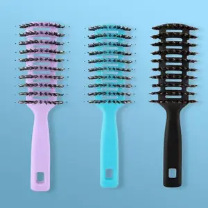 Homestic Hair Brush | Flexible Bristles Brush | Hair Brush with Paddle | Straightens & Detangles Hair Brush | Suitable For All Hair Types | Hair Brush Styling Hair | Round Vented | Set of 3 | Multi