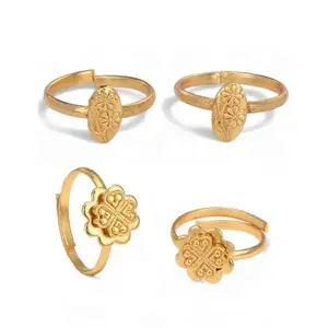 AanyaCentric Pack of 2 Pair Gold-Plated Toe Rings Adjustable Trendy & Fashion Accessories for Women