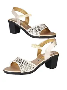 WalkTrendy Womens Synthetic Gold Sandals With Heels - 5 UK (Wtwhs538_Gold_38)