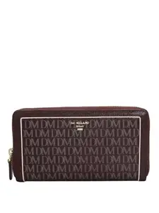 Da Milano Genuine Leather Maroon Zip Around Women Wallet (10034D)