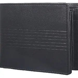 Men Black Pure Leather RFID Wallet 9 Card Slot 2 Note Compartment