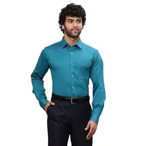 Raymond Men's Pure Cotton Solid Pattern Slim Fit Semi Cutaway Collar Full Sleeve Formal Shirt
