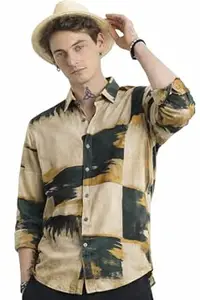 HENSHIKA Trendy Regular Fit Striped Causal Full Sleeve Shirt for Men.