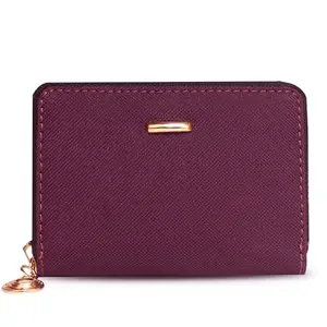 MATSS Wine Nylon Fabric Card Holder Wallet for Women | 9 Card Slots | Women Cash Wallet with Zipper Closure
