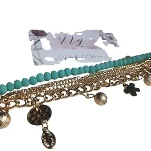 Gold-Plated Black Crystal Charm Pearl Bracelet | Handcrafted Designer | Fashion Jewellery (Design 4)