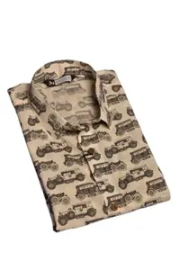 Vintage Car Print Cotton Black Shirt by Marlleshwar (42)