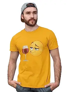 Bag It Deals Whisky is Risky Emoji T-Shirt (Yellow) - Clothes for Emoji Lovers - Suitable for Fun Events - Foremost Gifting Material for Your Friends and Close Ones