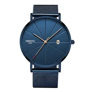 NIBOSI Analogue Men's Watch (Black Dial Blue Colored Strap)