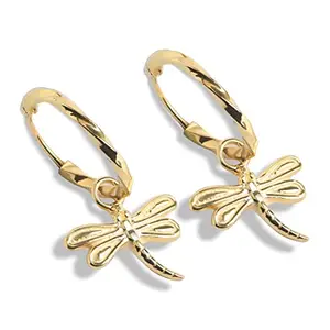 CLARA 925 Sterling Silver Butterfly Hoop Drop Earring |Gold Plated | Gift for Women & Girls