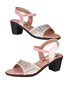 WalkTrendy Womens Synthetic Rosegold Sandals With Heels - 6 UK (Wtwhs538_Rosegold_39)