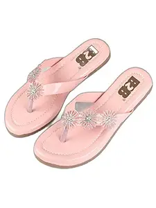 WalkTrendy Womens Synthetic Pink Open Toe Flats - 6 UK (Wtwf358_Pink_39)