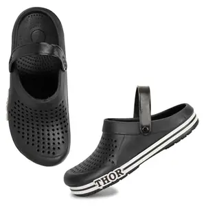 FLYNFIT Clogs for Men | Comfortable Trendy Stylish Fashionable Clogs|| Clogs for Men | Men's Clogs | Men's Classic Casual Clogs/Sandals for Adult (FF_1010_Black_9 UK)