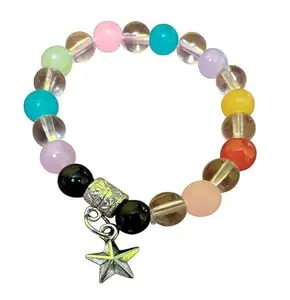 SHRI BALAJI TRADING CO Multicolour Beads Bracelet with Star, Crystal Material, Unisex, 50 Grams (25)
