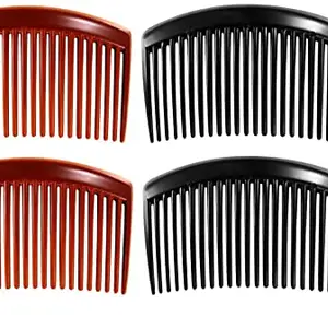 Styling fashion 4 Pcs Plastic Hair Side Combs French Twist Comb with 23 Teeth Fine Hair Clips for Women (Brown)