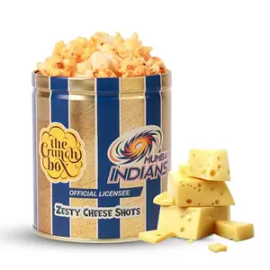 The Crunch Box - Mumbai Indians (MI) Gourmet Popcorn: Zesty Cheese Shots Tin - 150 Gms