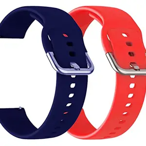 AONES Pack of 2 Silicone Belt Watch Strap with Metal Buckle Compatible for Zebronics Zeb-Fit920ch Watch Strap Blue, Red