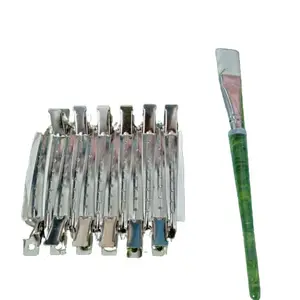 ZAUKY Professional Steel Silver Section Hair Clips for Hair Styling for Salon and Parlous, Women Metallic Use - Set of 12 Pieces With 1pcs Professional facial bleach brush for makeup (Combo Pack)