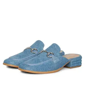 SaintG Womens Liona Denim Leather Moccasins (Denim, UK Footwear Size System, Adult, Women, Numeric, Medium, 8)