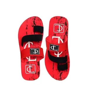 Nextwave Durable Comfortable Synthetic Leather Slip On Flipflop Slippers for Daily Use Outdoor/Indoor for Men (Red, UK Footwear Size System, Adult, Men, Numeric, Medium, 8)