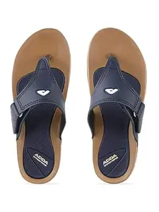 ADDA (LABEL) ADDA STAR-1 || Durable & Comfortable || EVA Sole || Lightweight || Fashionable || Super Soft || Outdoor Slipper || Slipper for Women (BEIGE/NAVY, 8)