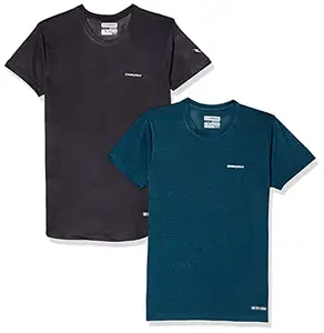 Charged Active-001 Camo Jacquard Round Neck Sports T-Shirt Dark-Grey Size Small And Charged Brisk-002 Melange Round Neck Sports T-Shirt Teal Size Small
