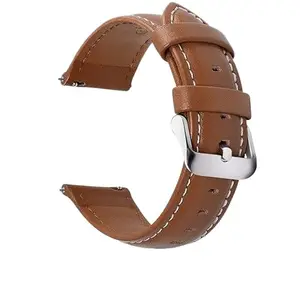 Olifin Brown Silver Strap Colors for Quick Release Leather Watch Band, Axus Leather Watch Strap 18Mm
