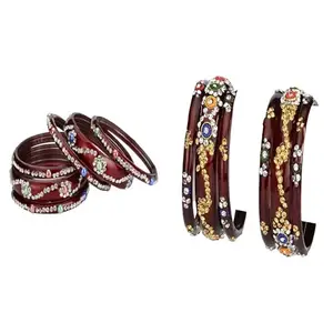 Somil Trendy Combo Bangles Pack For Women | Colorful Traditional Set | Ideal For Party, Puja & Daily Use, Pack Of12, Maroon, Maroon -K211