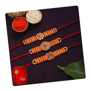 Poorak Religious Assorted Rakhi Set (3 Rakhi For Brother, 1 Roli Chawal Set, 1 Greeting Card) (5)