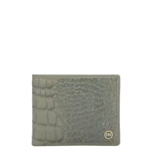 Da Milano RFID Protected Leather Wallet for Men with Card Slot - Stone Grey