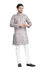 Printed Cotton Blend Material Kurta Full Sleeve for Men (ONLY Kurta) NP_10 Size XL
