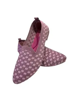 PUSHAN Belly Shoes for Girls Soft & Lightweight Belly Shoes Bellies Slip On Shoes Colour-Purple (Size 6).