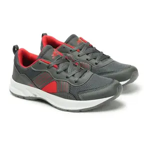 BLACKTOWN Men's Sports Shoes | Mesh Upper | EVA Sole | Lace-Up Design for Running & Training | D. Grey Red, Size: 10