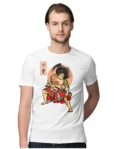 ALLEN BLACK Men's Regular Fit T-Shirt Sumo Samurai - Japanese Artwork 100% Cotton T-Shirt White_JAPSJJHSUM-White 3XL Men Round_