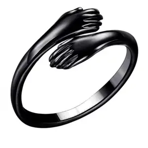 Hand Hug Ring Adjustable ring for Men and Women | black color hand ring ring for lovers and friends | HUGS OF AFFECTION - CASUAL RING