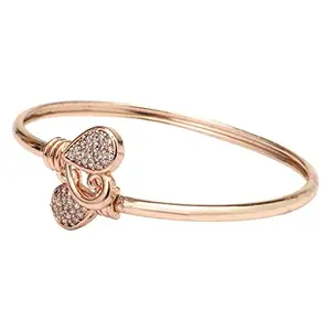 I Jewels Stylish Rose Gold Plated Cubic Zirconia American Diamond Adjustable Bracelet For Women & Girls
